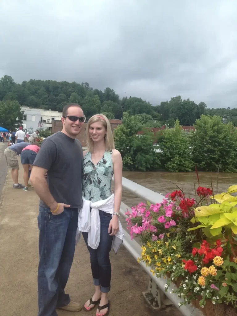 husband and i hanging out in bryson city, nc