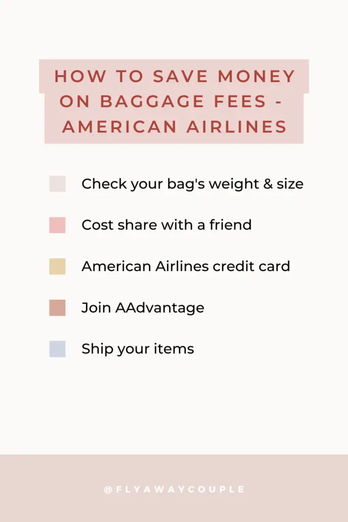 American Airlines "How to save money on baggage fees" pinterest pin