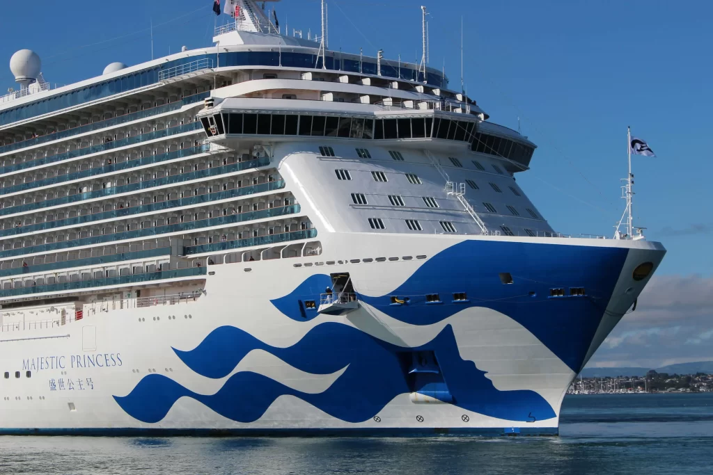 Close up of the front of the Majestic Princess Cruise Ship