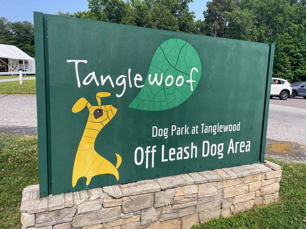 Sign of the Tanglewood Dog Park Sign at Tanglewood Park in Clemmons, NC