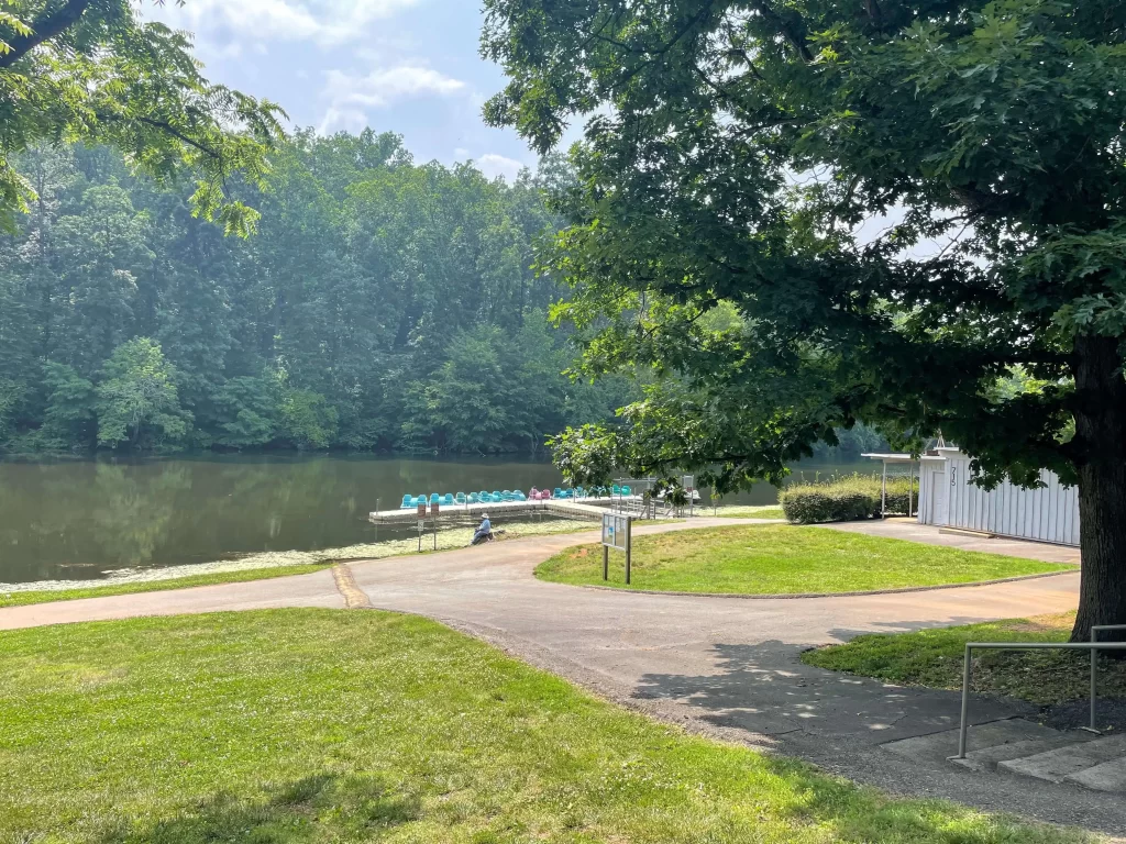 View of Mallard Lake with Pedal Boats in the background 